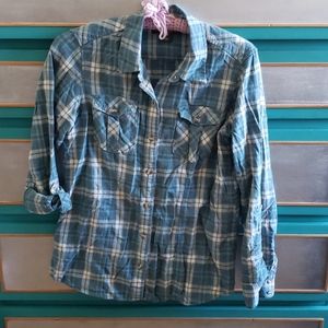 Blue and white cotton flannel